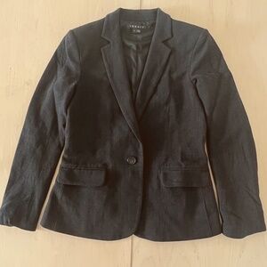 Theory Gabrielle Womens Notch Lapel Office Blazer Sz 8 Black Wool Blend